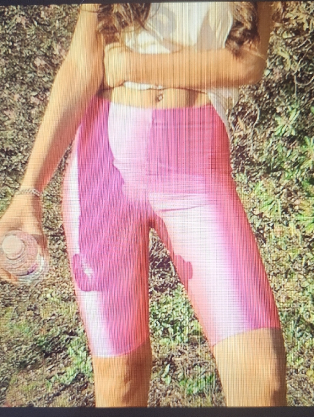 Hot Neon Pink High-Rise Shorts by Revamped 18% spandex